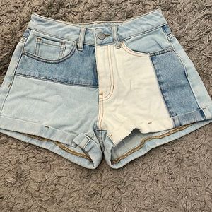 PacSun color block jean shorts